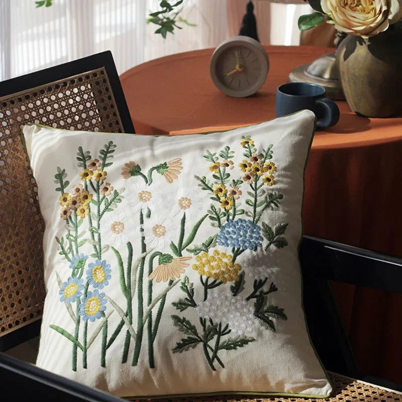 Floral Embroidered Cushion Covers
