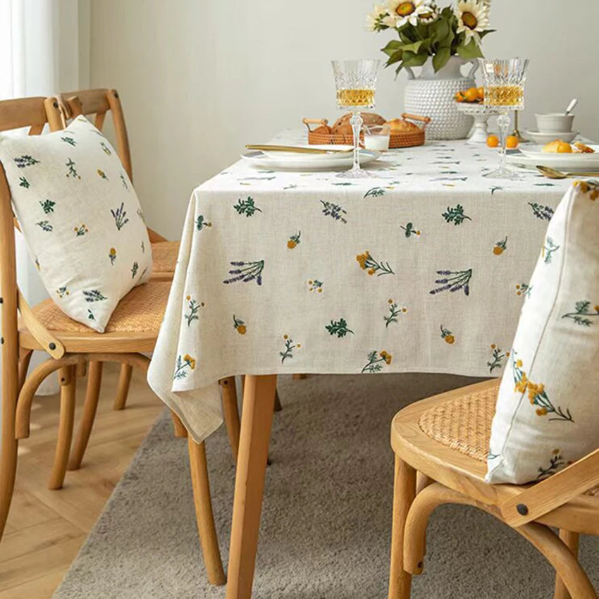 Floral Embroidered Tablecloth