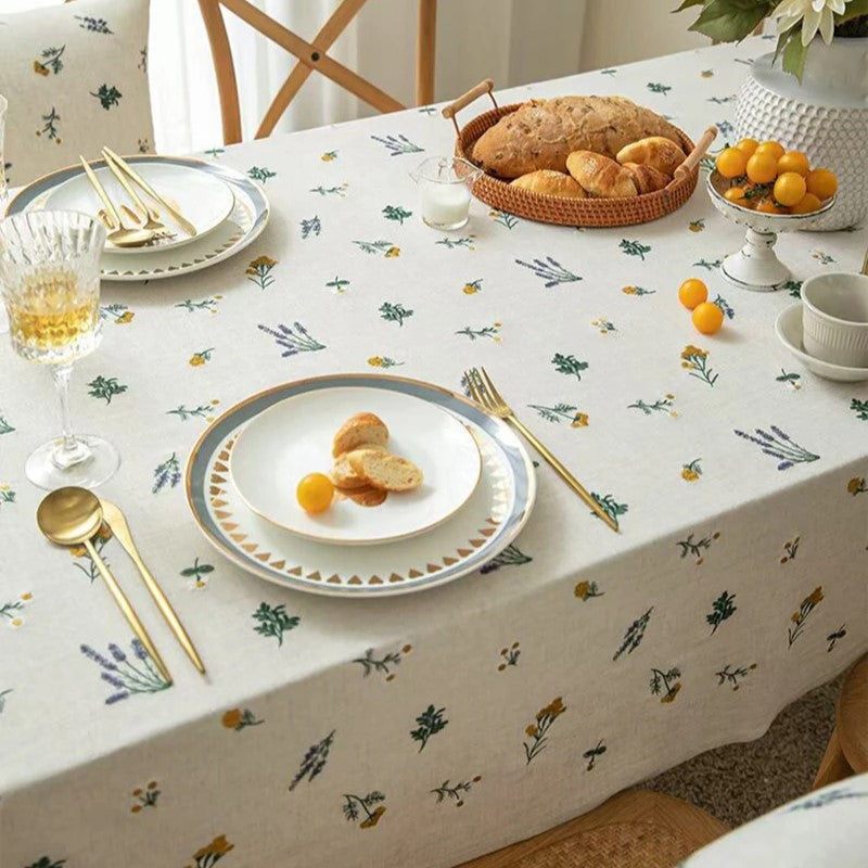 Floral Embroidered Tablecloth