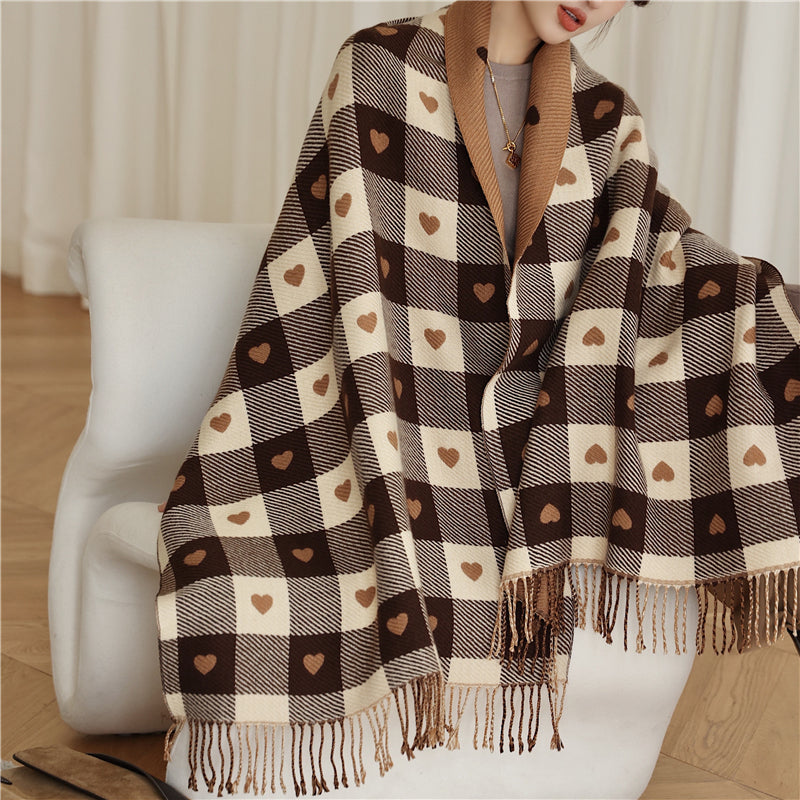 Heart Plaid Cashmere Scarf