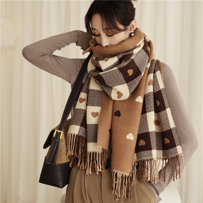 Heart Plaid Cashmere Scarf