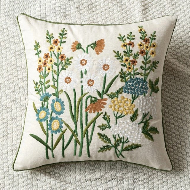 Floral Embroidered Cushion Covers
