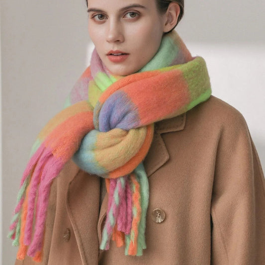 Pastel Plaid Cashmere Scarf